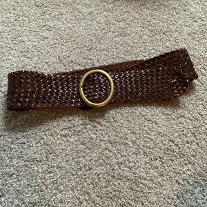 Jessica Simpson Wide Brown Woven Leather Belt